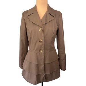 Cynthia Rowley Tan Tiered Bottom Lightweight Jacket, Size S